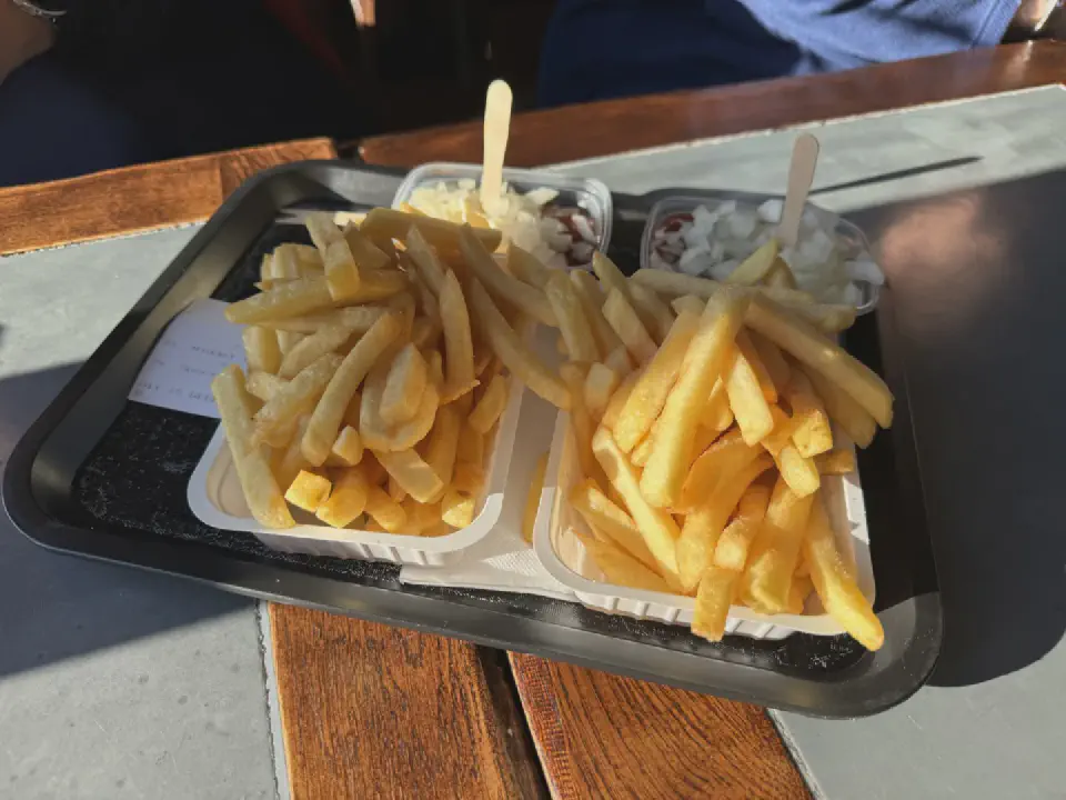 Belgische Pommes mit Spezialsauce.
