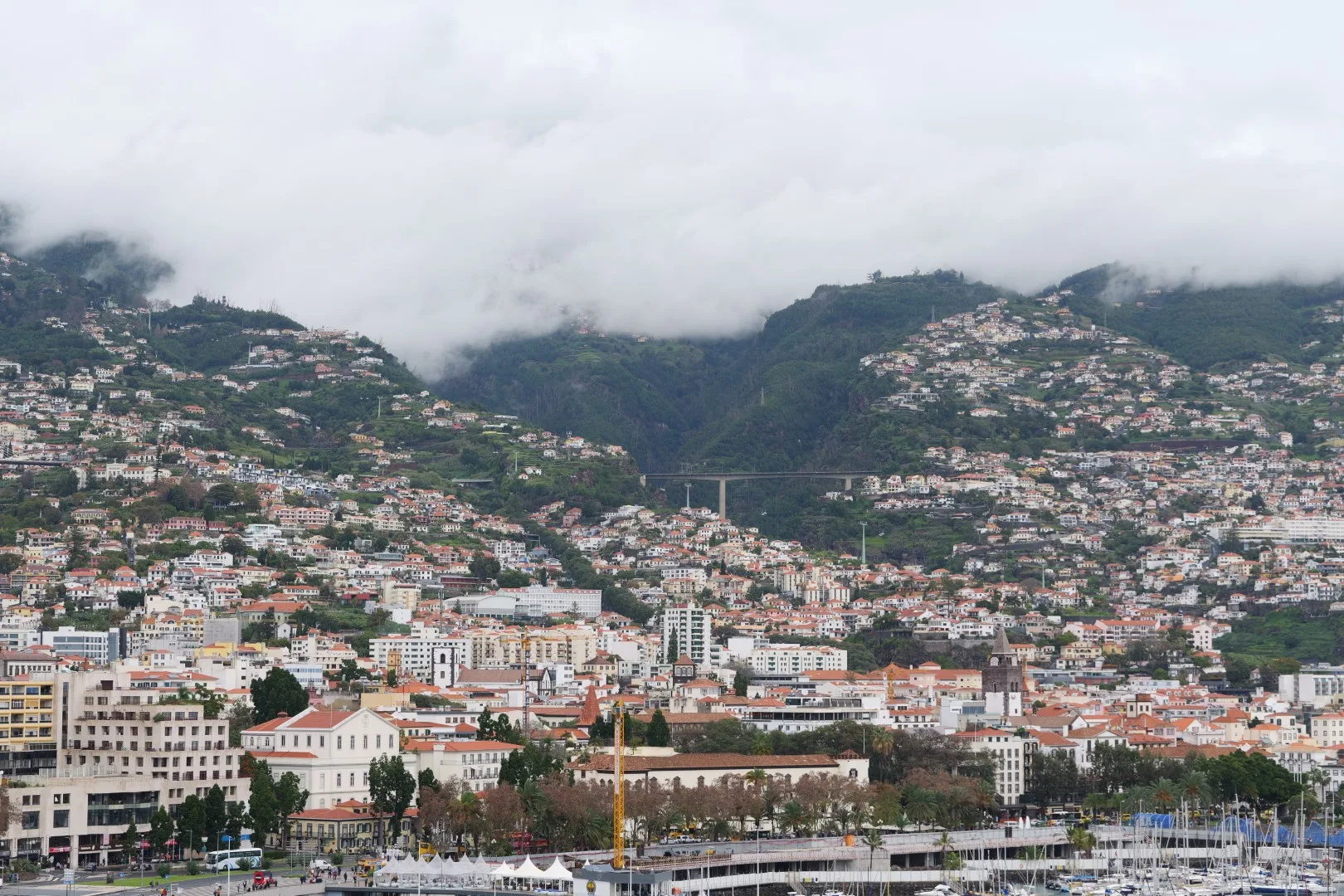 Blick auf Funchal: die Hauptstadt Madeiras schmiegt sich malerisch an die Hänge der umliegenden Berge.