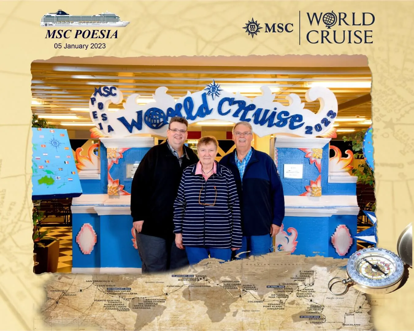 Unser Einschiffungsfoto vom MSC-Fotografen.