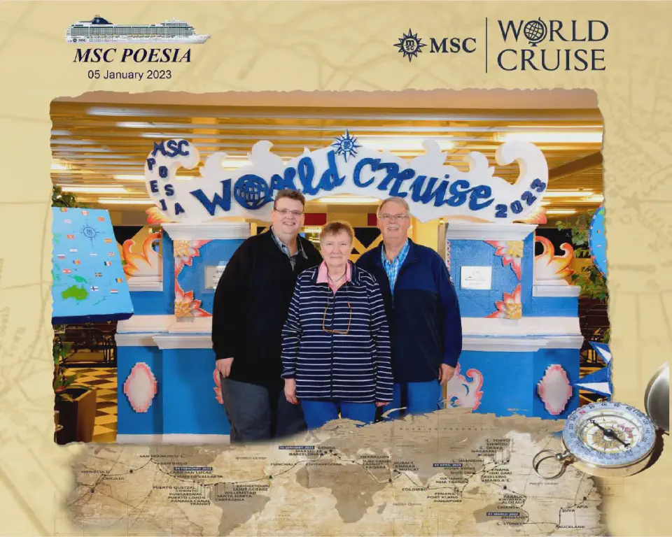 Unser Einschiffungsfoto vom MSC-Fotografen.