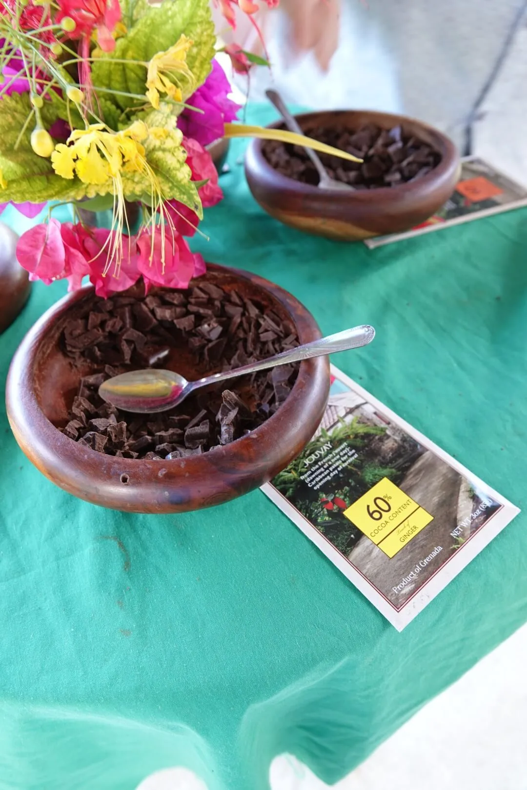 Eine Probierstation der Jouvay-Schokolade.