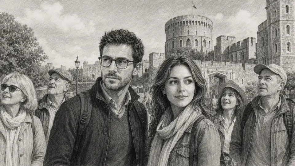 Vor der eindrucksvollen Kulisse von Windsor Castle erkunden Niklas und Clara gemeinsam mit der Reisegruppe die Stadt und das Schloss.