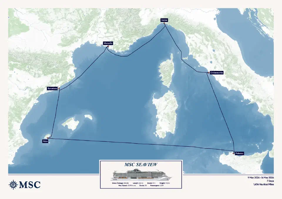 Mittelmeer-Tour 2026 an Bord der MSC Seaview