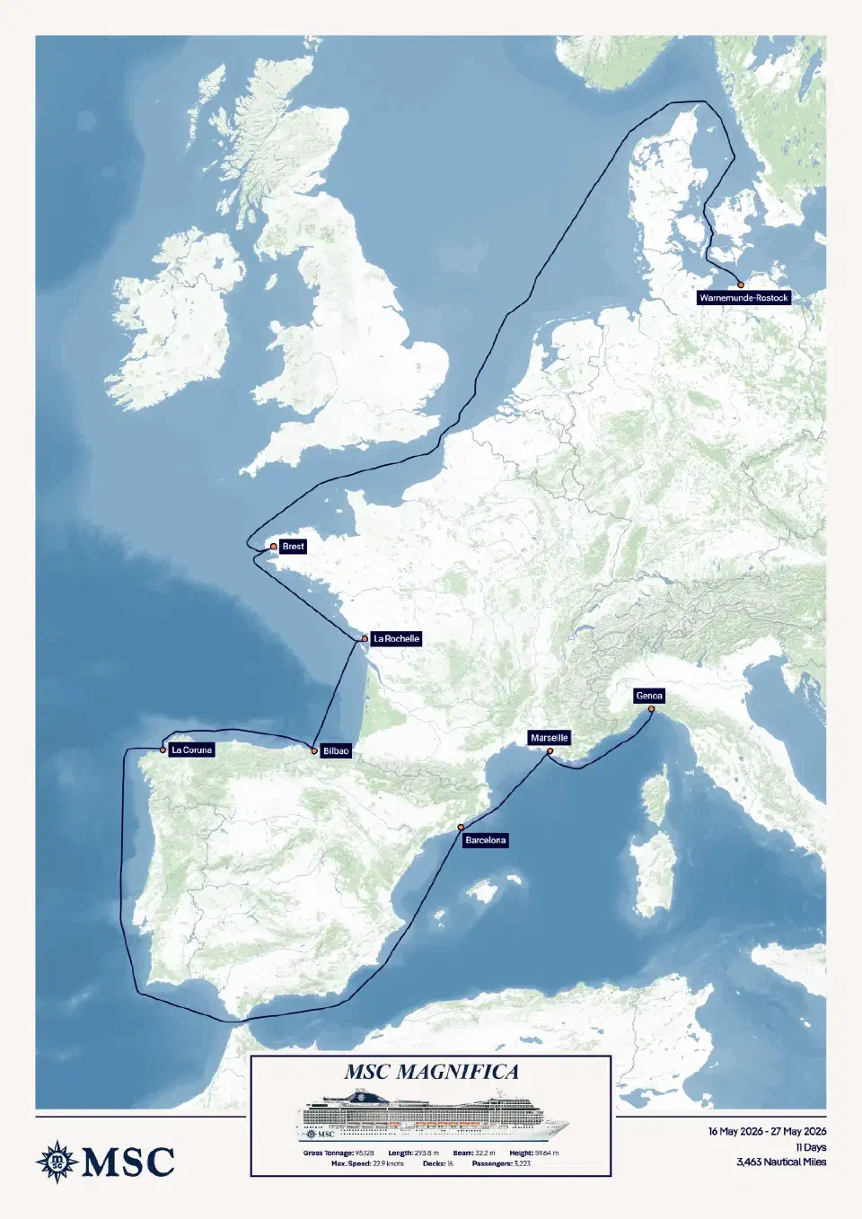 Transfer-Tour 2026 an Bord der MSC Magnifica